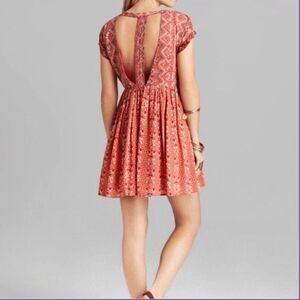 Women's Red Patterned Mini Dress
